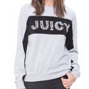 JUICY COUTURE BLACK LABEL Women's Silver Velour Gems Pullover size XL. NWT